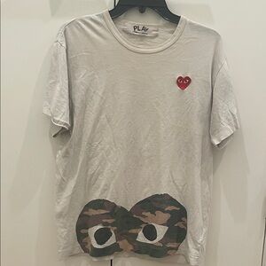 Comme des Garcons PLAY Gray T-Shirt with Red Heart